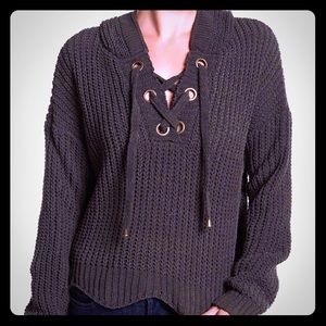 NWT Elodie Chenille Lace-Up Hoodie